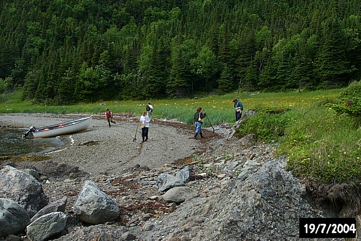 The rocky shoreline at Biche Arm West.